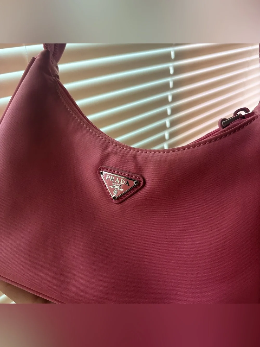 Triangle “P” Pink Nylon Shoulder Bag